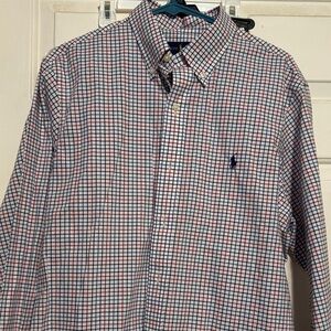 Polo by Ralph Lauren Men's Plaid Shirt - Red, Blue, and White size lg long sl